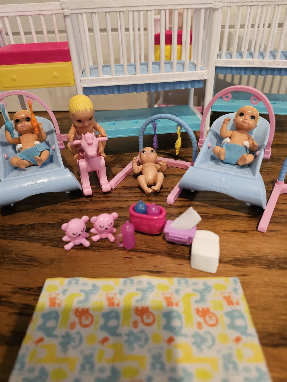 Barbie Nursery Playset - 4 Babies & 2 Cribs